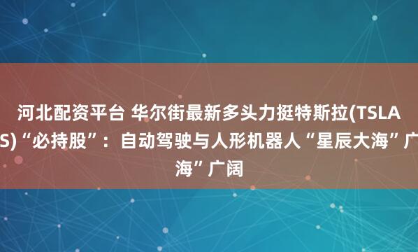 河北配资平台 华尔街最新多头力挺特斯拉(TSLA.US)“必持股”：自动驾驶与人形机器人“星辰大海”广阔