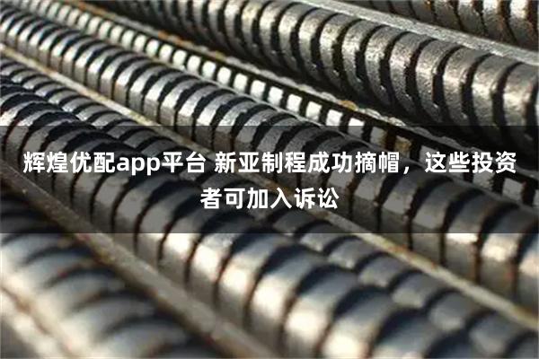 辉煌优配app平台 新亚制程成功摘帽，这些投资者可加入诉讼